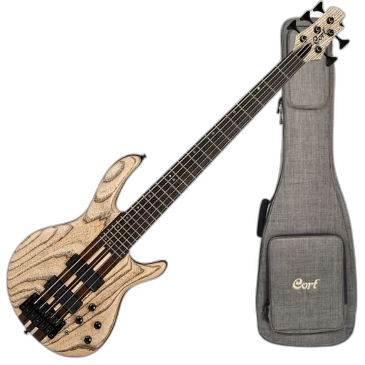 Contrabaixo 5 Cordas Ativo Cort A5 Ultra Ash ENB com Captadores Fishman Fluence e Case