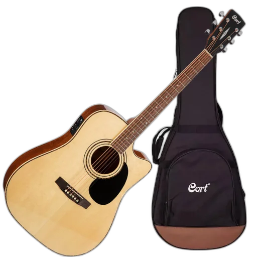 Violão Eletroacústico Cort AD880CE NS Folk com Tampo Spruce Cutaway Venetian Pré CE304T e Bag