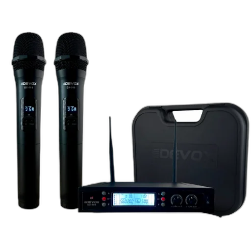 Microfone Sem Fio Duplo UHF Devox DX-588