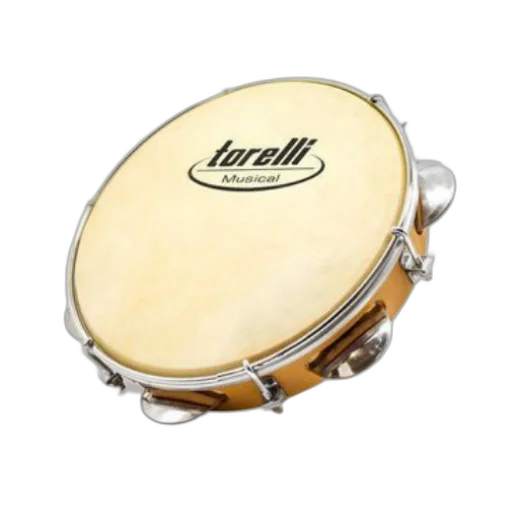 Pandeiro 8" Torelli TP800 com Pele Animal e Platinelas Inox