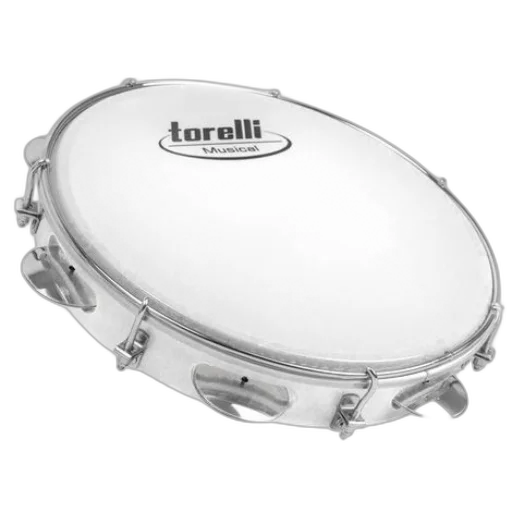 Pandeiro 10" Torelli TP309BC Injetado Branco com Pele Leitosa