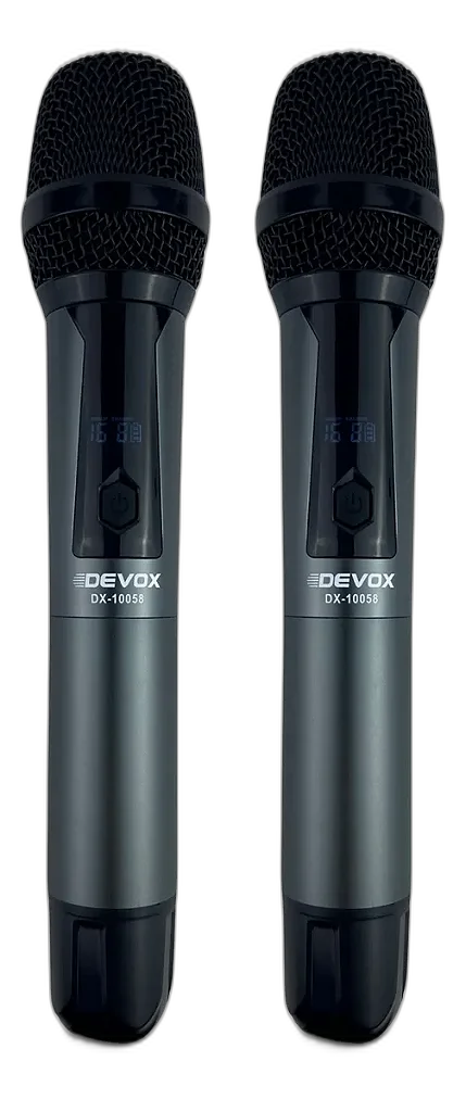 Microfone Sem Fio de Mão Duplo UHF Multifrequência DX-10058 Devox