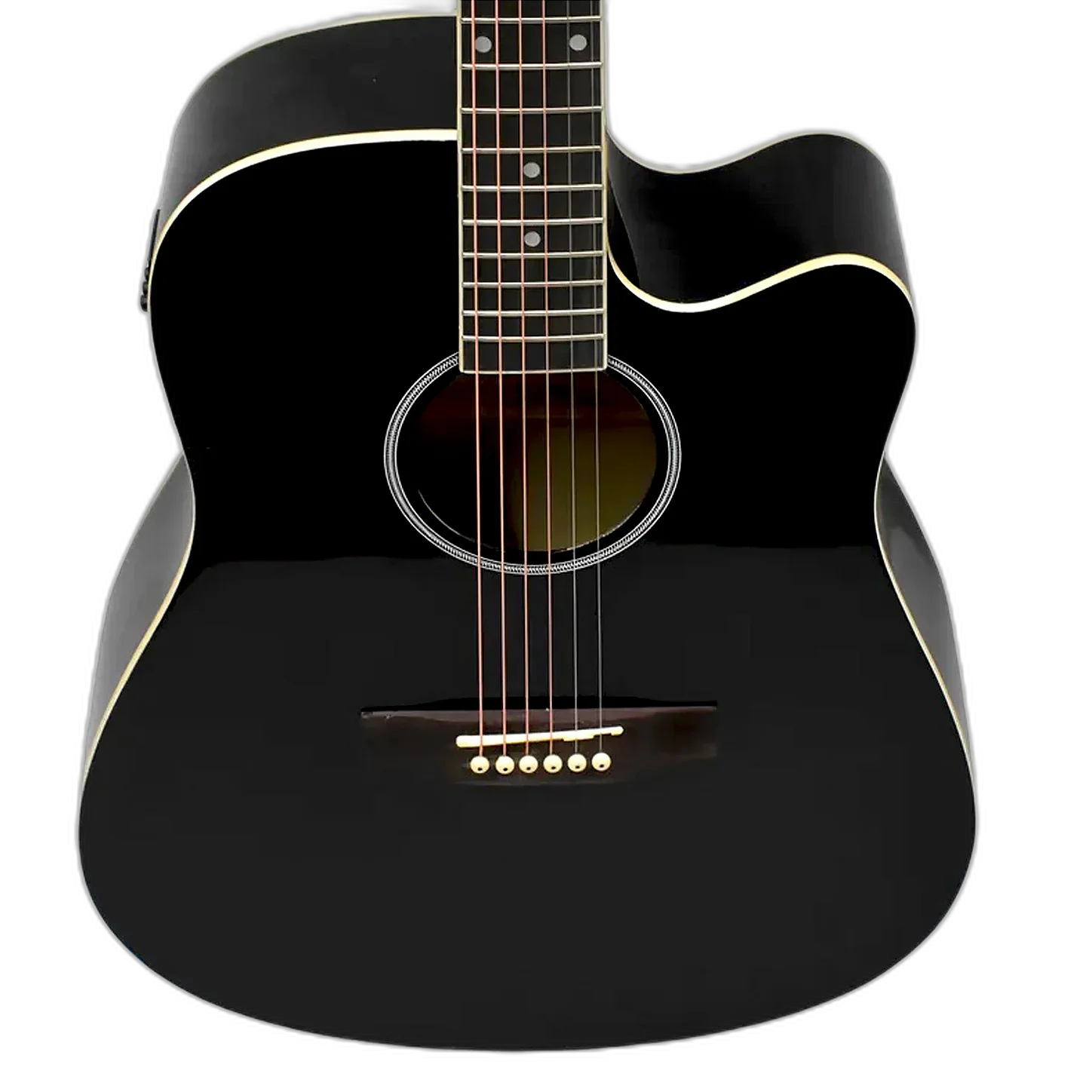 Corpo Dreadnought com acabamento preto envernizado (gloss)