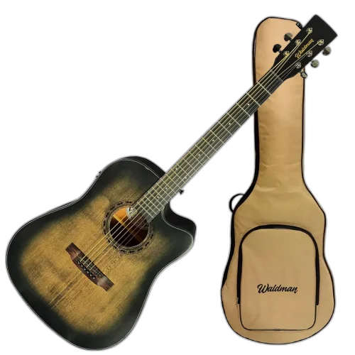 Violão Eletroacústico Aço Waldman DCEX-1141 BKB Preto com Tampo Sólido e Bag