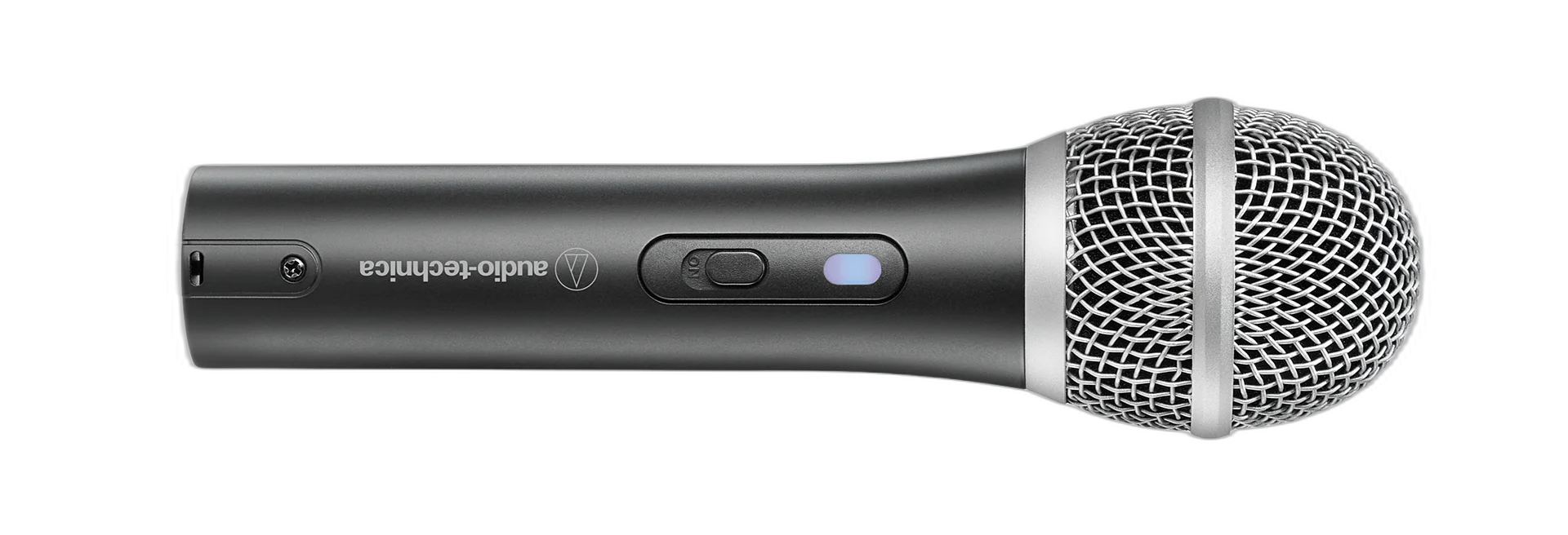 Detalhe das conexões na base do ATR2100x-USB: USB-C, XLR e saída para fone