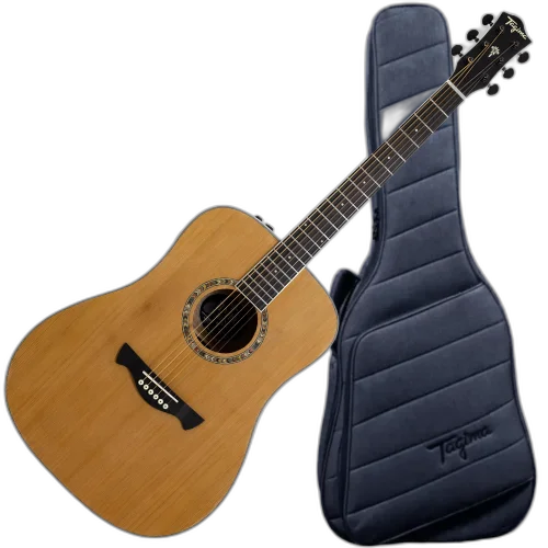 Violão Eletroacústico Tagima TLM-100 NT Natural Folk Non-Cutaway Aço com Tampo Red Cedar e Bag