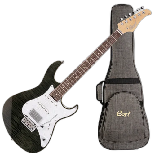 Guitarra Cort G280 Select TBK Trans Black com Captadores Voiced Tone VTS-63 e VTH-77 e Ponte CFA-III Tremolo e Bag