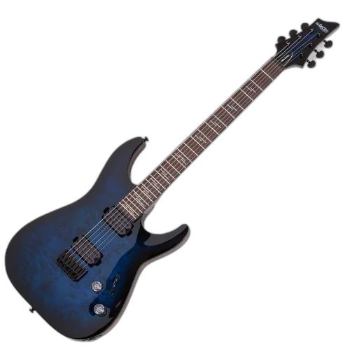 Guitarra Schecter Omen Elite-6 See Thru Blue Burst com Captadores Diamond Heretic HH e Ponte Hardtail String-Thru 2452