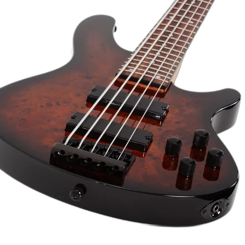 Contrabaixo Schecter CV-5 Standard Tobacco Burl 5 Cordas com Captadores Schecter Diamond J-Bucker e Ponte Schecter Custom String-Thru 3972