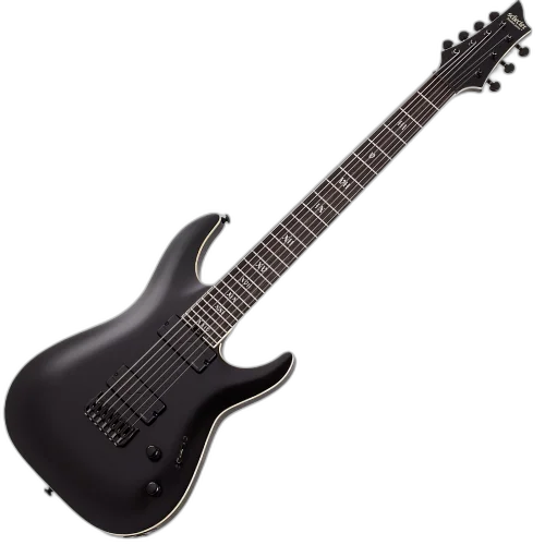 Guitarra Schecter C-7 SLS Elite Evil Twin SHC Satin Black 7 Cordas com Captadores Fishman Fluence Modern e Ponte Hipshot Hardtail 1349