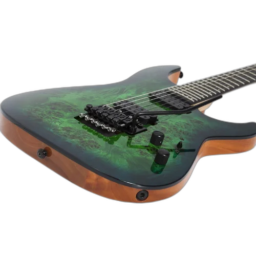 Guitarra Schecter C-6 Pro FR AQB Aqua Burst com Captadores Schecter Diamond Decimator HH e Ponte Floyd Rose 1000 Series 3635
