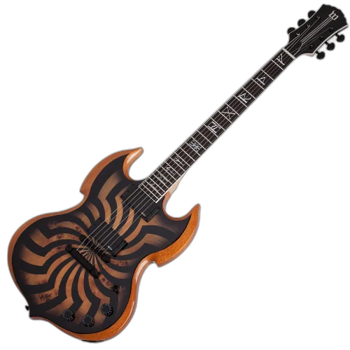 Guitarra Schecter Wylde Audio Barbarian Buzzsaw Charcoal Burst com Captadores EMG 81/85 e Ponte TonePros 4540