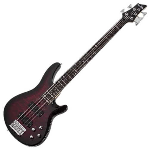 Contrabaixo Elétrico Schecter C-5 Plus See Through Cherry Burst com Captadores Schecter Diamond Bass e Ponte Schecter Diamond Bass 594