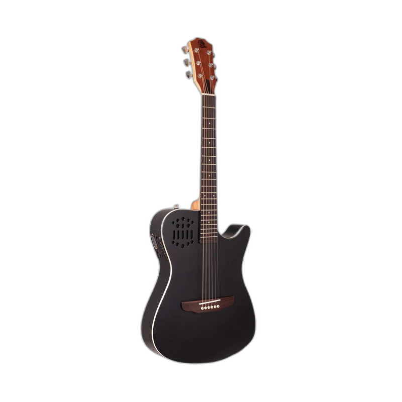 Violão Eletroacústico Marquês VA-144BKSEQ Flat Travel Baby Black Fosco Aço com MET-A08