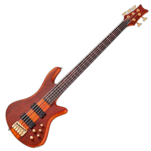 Contrabaixo Schecter Stiletto Studio-5 HSN Honey Satin com Captadores EMG 40HZ e Ponte Schecter Custom Bass String-Thru 2720