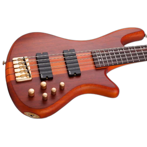 Contrabaixo Schecter Stiletto Studio-5 HSN Honey Satin com Captadores EMG 40HZ e Ponte Schecter Custom Bass String-Thru 2720