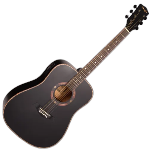 Violão Eletroacústico Marquês VA-229BKSEQ Folk Black Fosco Aço com MET-A08