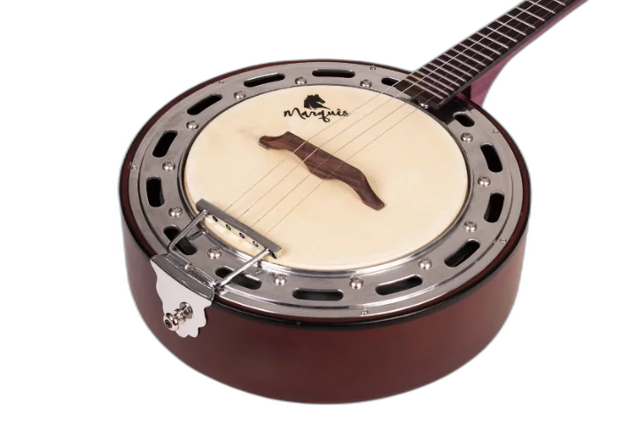 Banjo Acústico Marquês Musical BAJ87 CTS AC Castanho Fosco com Aro Jateado e Pele Caprina