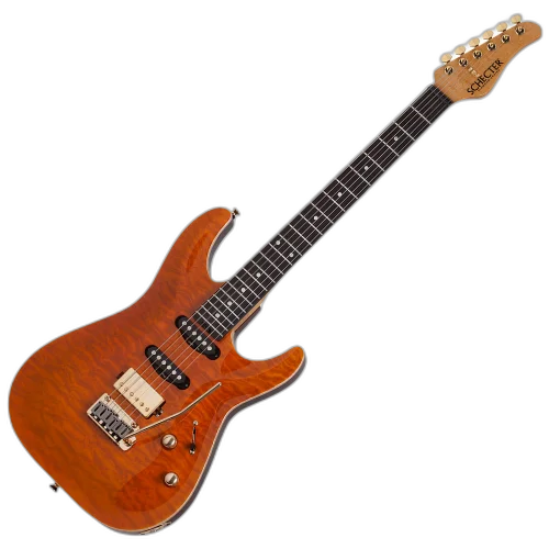 Guitarra Schecter California Classic TA Transparent Amber com Captadores Schecter USA Pasadena Plus e Pasadena e Ponte Schecter 2-Point Tremolo 7301