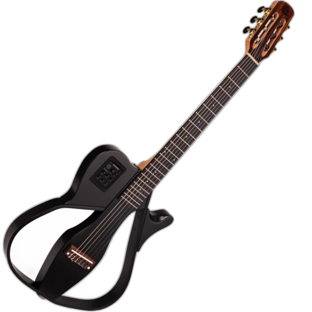 Violão Nylon Eletroacústico Marques VN-18BKSEQ BKS Preto Fosco Vazado Cutaway com Pré Fishman Clásica III e Tensor Bidirecional