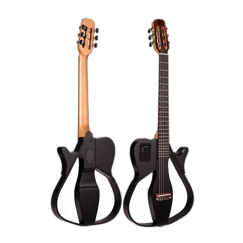 Violão Nylon Eletroacústico Marques VN-18BKSEQ BKS Preto Fosco Vazado Cutaway com Pré Fishman Clásica III e Tensor Bidirecional
