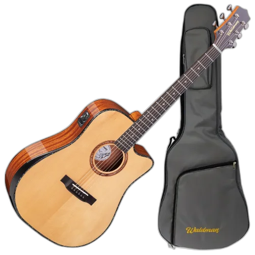 Violão Eletroacústico Aço Waldman DCEX-1841 N Abadia Natural com Tampo Sólido e Bag