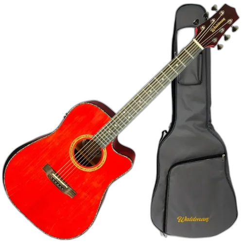 Violão Eletroacústico Aço Waldman DCEX-1841 RD Abadia Red com Tampo Sólido e Bag