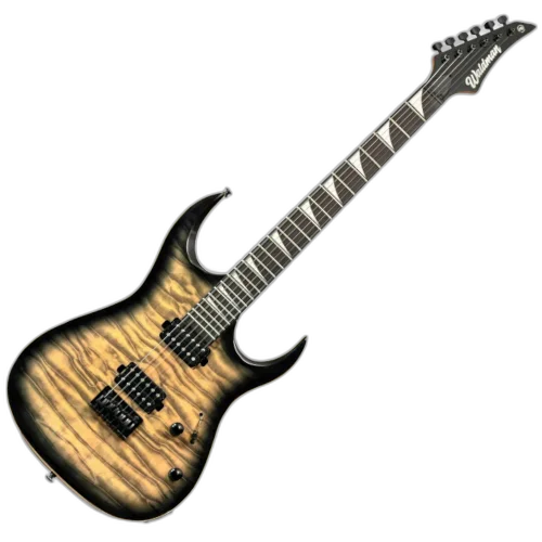 Guitarra Waldman WIG170QX NB Natural Burst com Captadores HH Cerâmicos e Ponte Hardtail Fixa Black