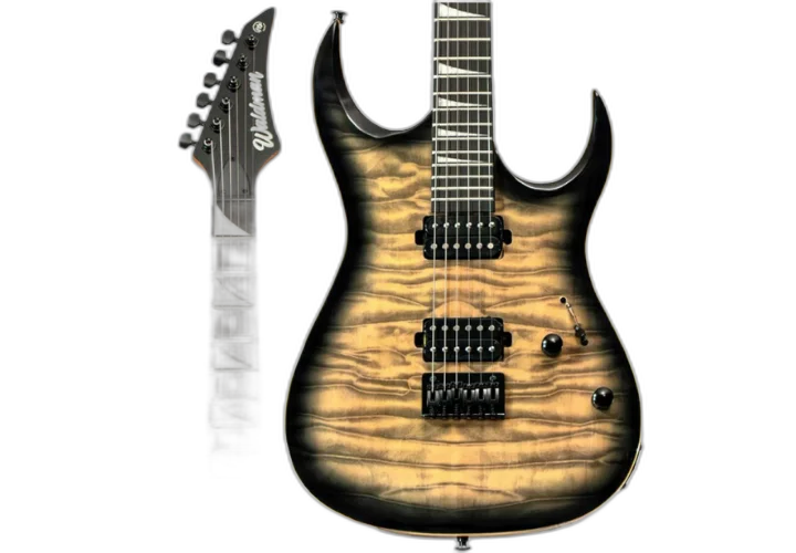 Guitarra Waldman WIG170QX NB Natural Burst com Captadores HH Cerâmicos e Ponte Hardtail Fixa Black