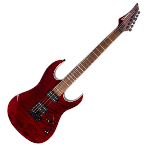 Guitarra Waldman WIGR220 QRD Quilted Red com Captadores HH Cerâmicos e Ponte Tremolo Semi-Flutuante 2 Pivôs Black