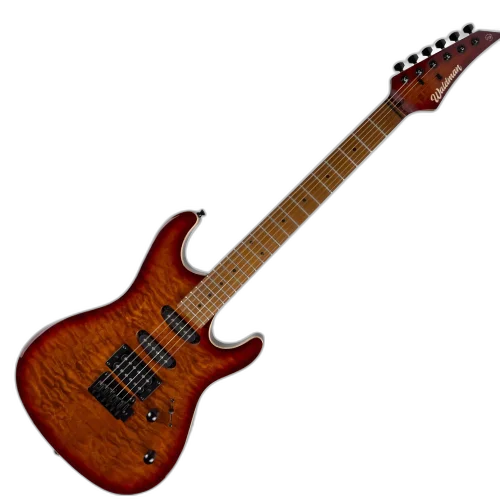 Guitarra Waldman WIS160 QSB Quilted Sunburst com Captadores HSS Cerâmicos e Ponte Tremolo Vintage 2 Pivôs
