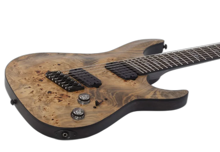 Guitarra Schecter Omen Elite-7 Multiscale Charcoal com Captadores Schecter Diamond Heretic HH e Ponte Hipshot Hardtail 2463