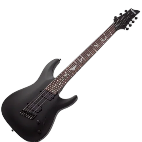 Guitarra Schecter Damien-7 Multiscale SBK Satin Black 7 Cordas com Captadores Schecter Diamond Heretic HH e Ponte Hipshot Hardtail 2476