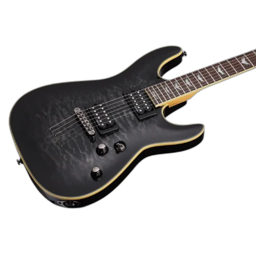 Guitarra Schecter Omen Extreme-6 See-Thru Black com Captadores Diamond Plus HH e Ponte Tune-O-Matic String-Thru 2025