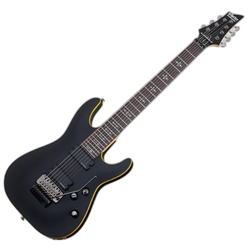 Guitarra Schecter Demon-7 FR Aged Black Satin com Captadores Duncan Designed HB-105/7 HH e Ponte Floyd Rose Special 3214