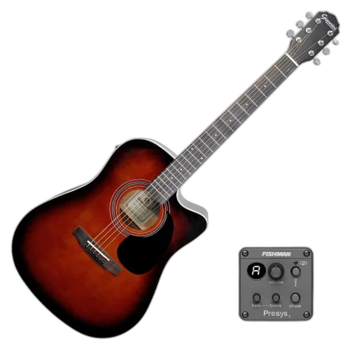 Violão Eletroacústico Giannini Performance Deluxe DRC DLX CEQ Sunburst Glossy SBG com Equalizador Fishman Presys ll Ativo 2 Bandas e Afinador