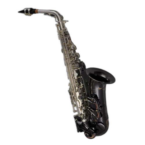 Saxofone Alto Cannonball GA5-SB Gerald Albright Signature Series Black Nickel com Campana Big Bell de Uma Peça Martelada à Mão e Pedras Semipreciosas Picasso Jasper