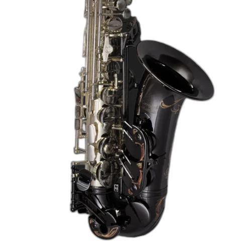 Saxofone Alto Cannonball GA5-SB Gerald Albright Signature Series Black Nickel com Campana Big Bell de Uma Peça Martelada à Mão e Pedras Semipreciosas Picasso Jasper