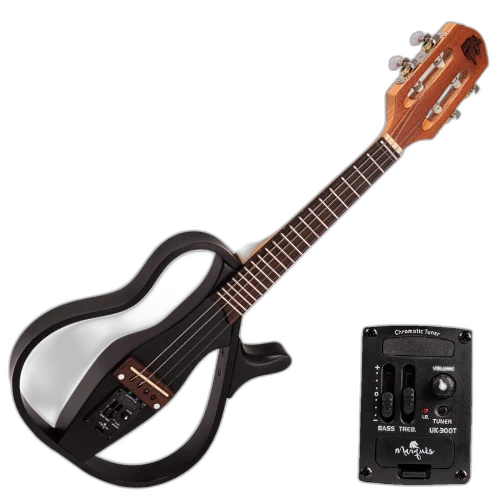 Cavaco Elétrico Marquês CA-75BKSEQ Preto Fosco Vazado Maciço com Tampo Cedro Inteiriço Pré UK-300T 2 Bandas Afinador e Design Anti-Microfonia