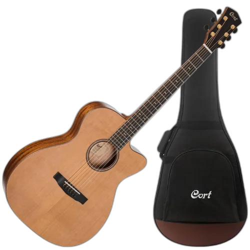 Violão Eletroacústico Cort Flow OC NS Natural Satin Aço com Tampo Cedro Vermelho Sólido e Captador L.R. Baggs® Anthem e Bag