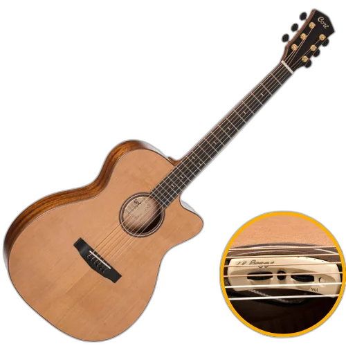 Violão Eletroacústico Cort Flow OC NS Natural Satin Aço com Tampo Cedro Vermelho Sólido e Captador L.R. Baggs® Anthem e Bag