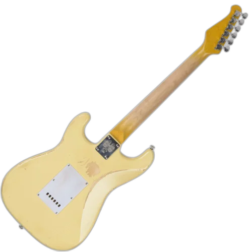 Guitarra Seizi Vintage Budokan HSS Ozielzinho Rising Sun Relic Cream com Captadores Seizi Jutsu Alnico V Ponte Flutuante 2 Pivôs Escala Escalopada Trastes Inox e Bag 10361137