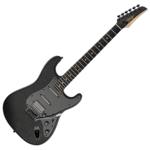 Guitarra Seizi Fun Katana Musashi HSS All Black Sparkle Satin Limited Edition com Captadores Seizi Chidori Cerâmicos Ponte Tremolo 6 Parafusos e Bag 10361159