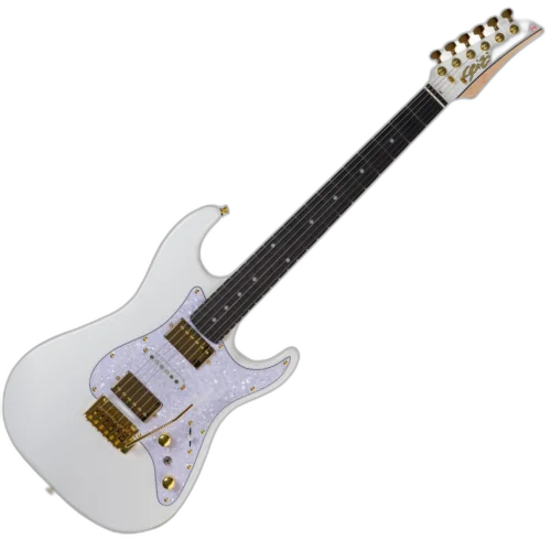 Guitarra Seizi Katana Blade HSH Pearl White Gold com Captadores Seizi Jutsu Alnico V, Ponte Flutuante 2 Pivôs e Bag 10361216