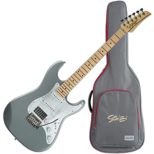 Guitarra Seizi Katana Musashi HSS Yohan Kisser Dark Silver com Captadores Seizi Jutsu Alnico V Ponte Flutuante 2 Pivôs e Acabamento Satin Dark Silver e Bag 10361121