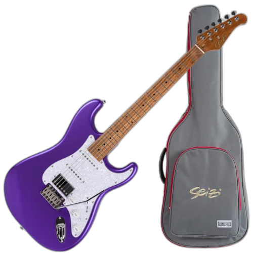 Guitarra Seizi Vintage Budokan Custom Colors Electric Violet HSS com Captadores Seizi Jutsu Alnico V Ponte Flutuante 2 Pivôs Trastes Medium Jumbo Inox e Bag 10361165