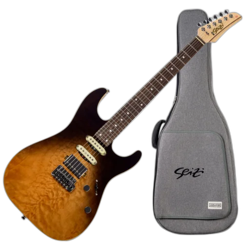 Guitarra Seizi Katana Hashira Cappuccino Maple com Captadores Seizi Jutsu Alnico V HSS Ponte Flutuante 2 Pivôs e Bag 10360737