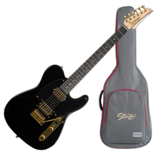 Guitarra Seizi Katana Kabuto TL Black Gold com Captadores Seizi Jutsu Alnico V HH Ponte Flutuante 2 Pivôs e Bag 10360465