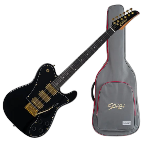 Guitarra Seizi Katana Kabuto Trinity Bruna Tsuruda Black Gold com Captadores Seizi Jutsu Alnico V HHH Ponte Flutuante 2 Pivôs e Bag 10361122