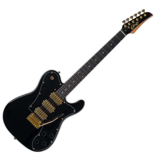 Guitarra Seizi Katana Kabuto Trinity Bruna Tsuruda Black Gold com Captadores Seizi Jutsu Alnico V HHH Ponte Flutuante 2 Pivôs e Bag 10361122